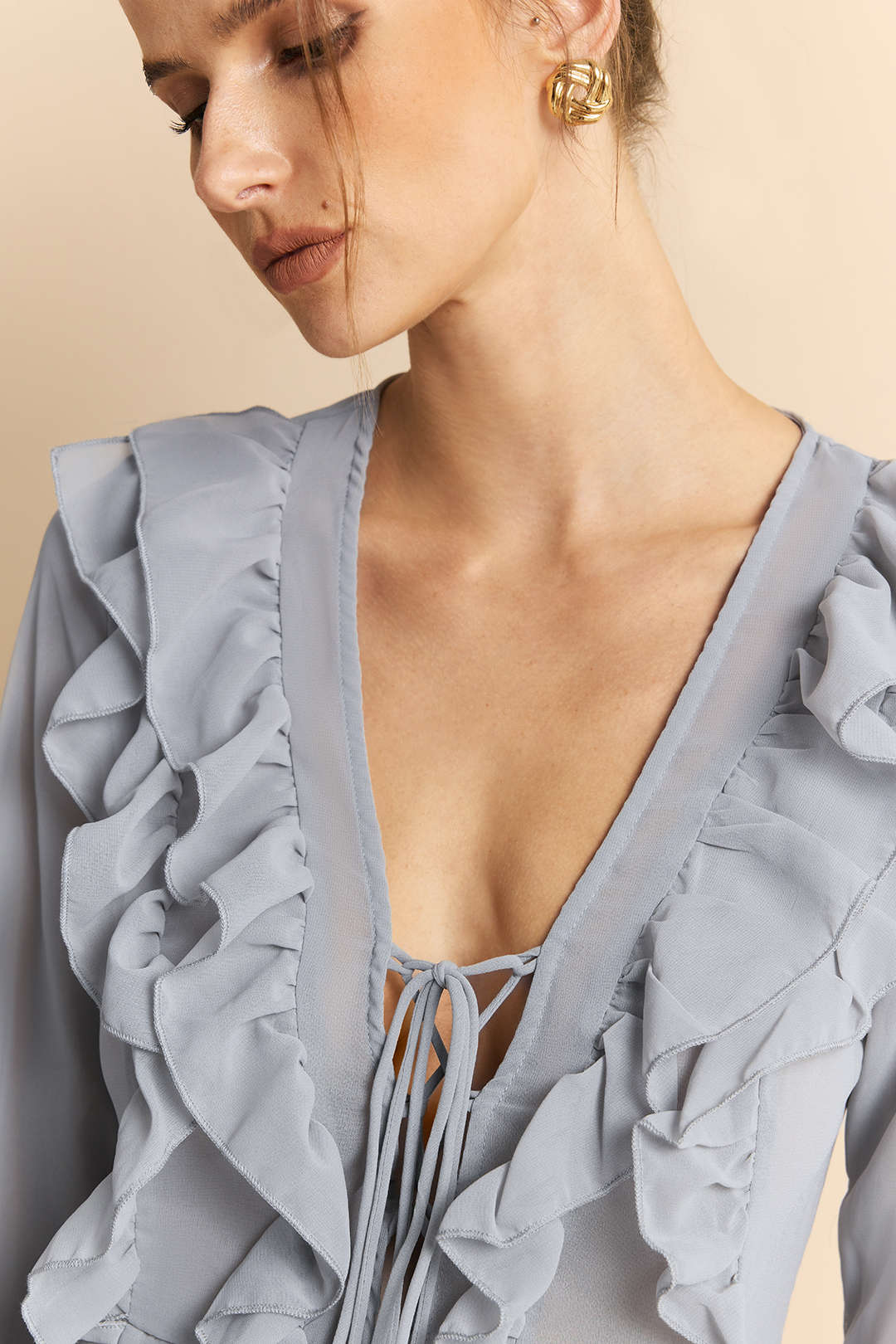 Amelie ruffle V-neck mini dress alternate view