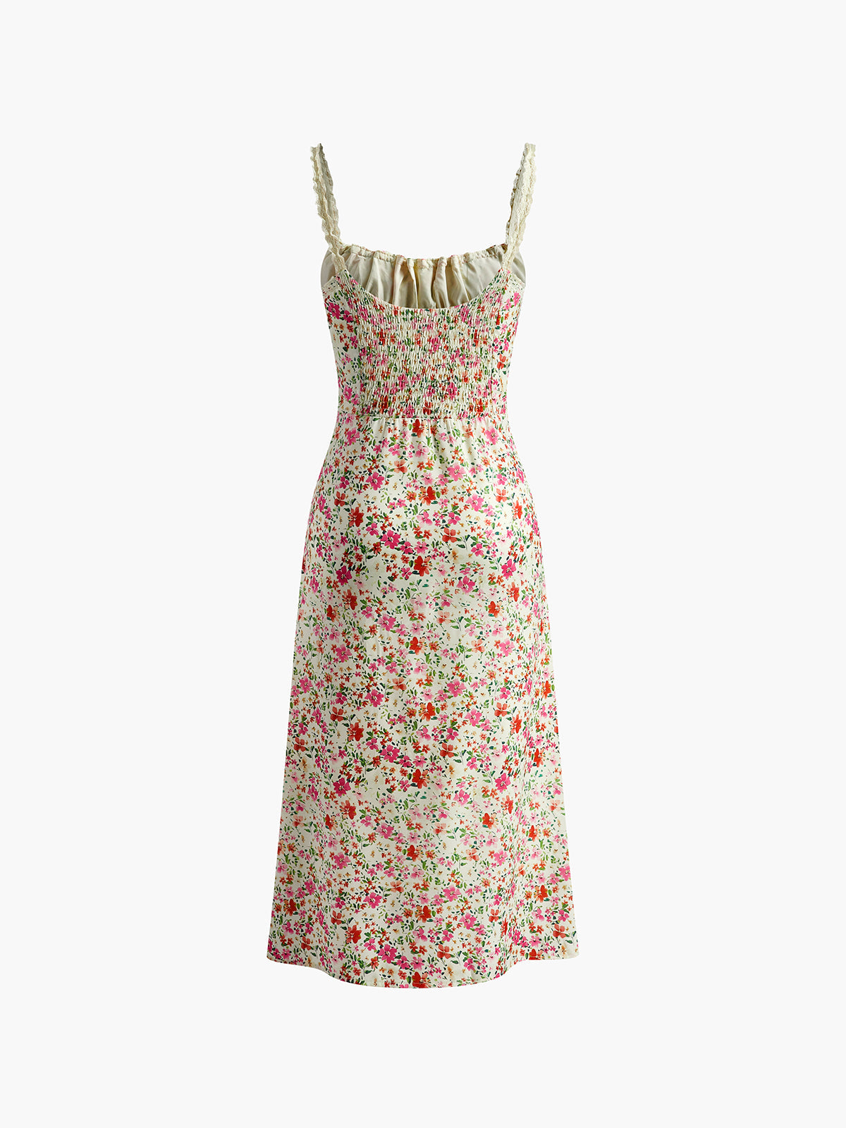 Anais floral midi dress fabric drape detail