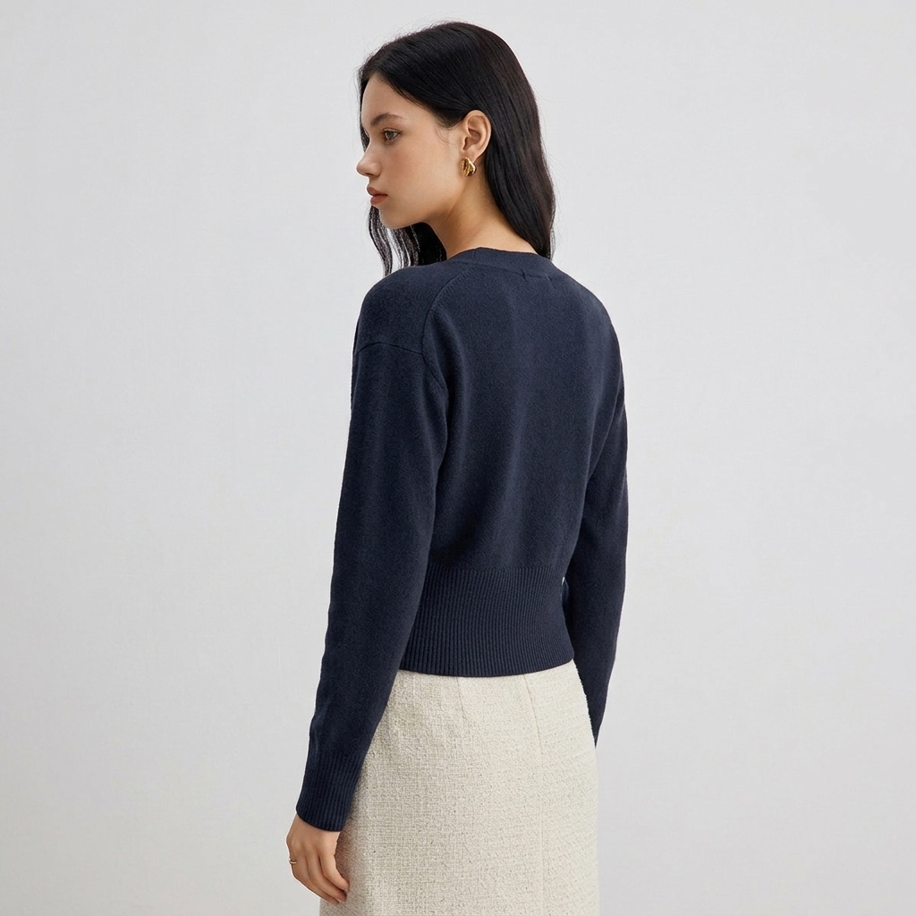 Ninon Gold-Button Cropped Cardigan