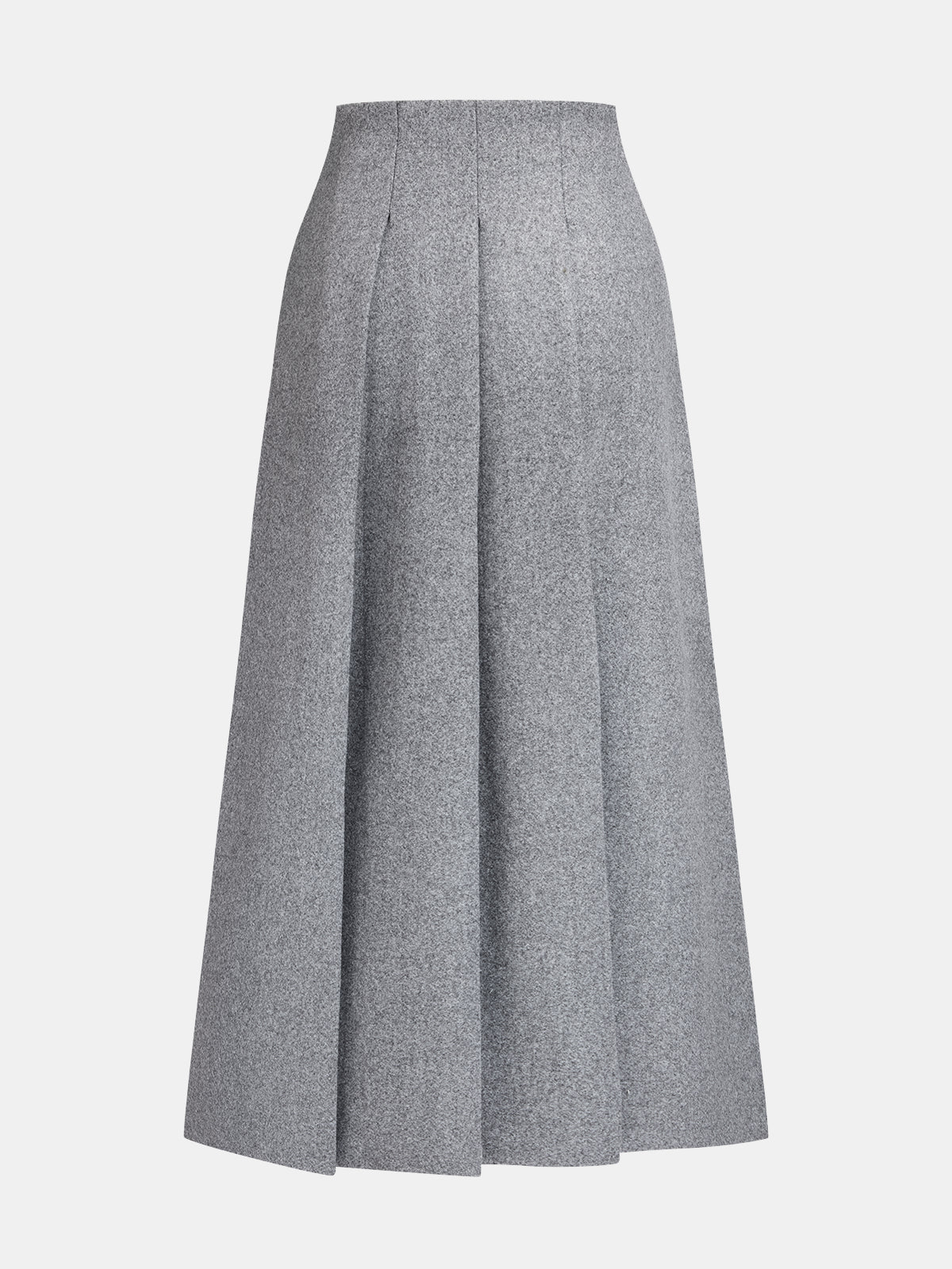 Justine gray pleated midi skirt, back view