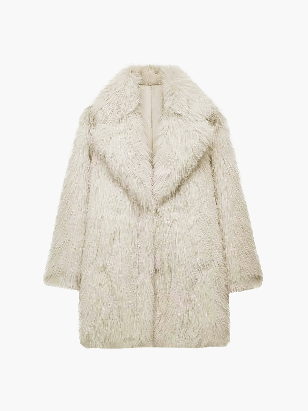 Marianne cream faux fur coat, side view