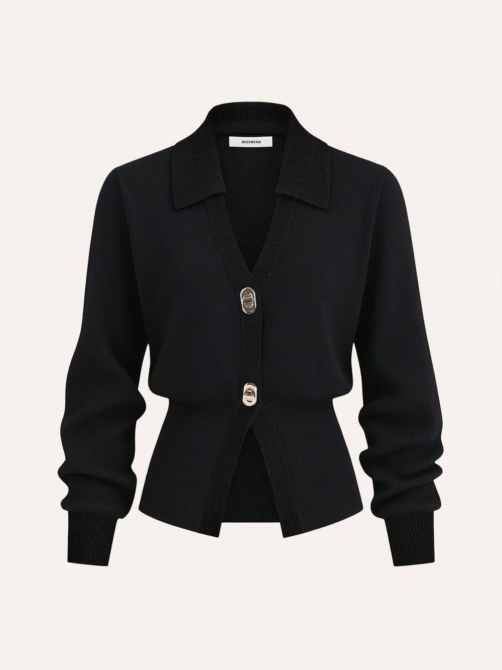 Pauline collared cardigan with decorative buttons, front view