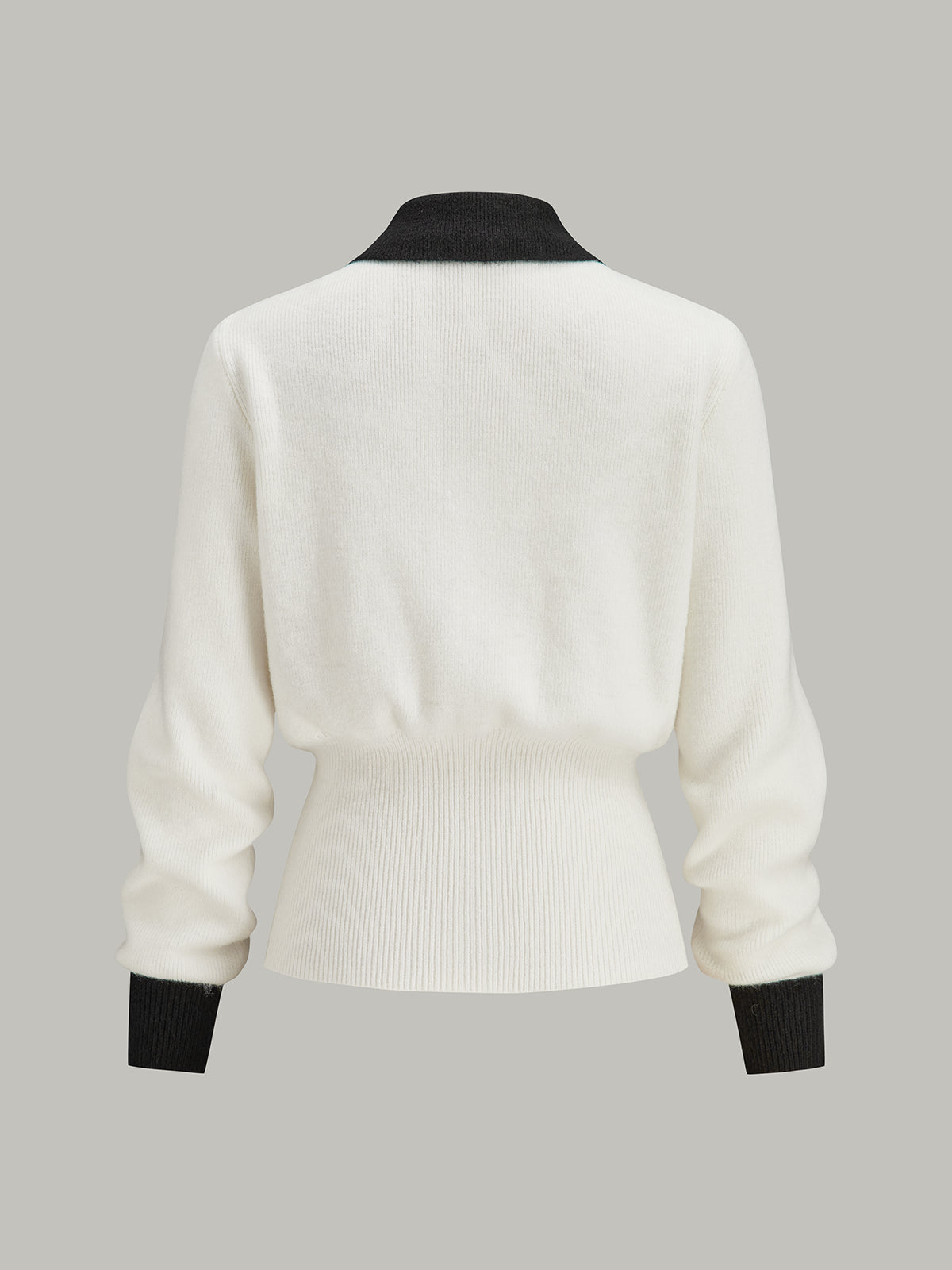 Pauline hip-length cardigan with wide cuffs, back view