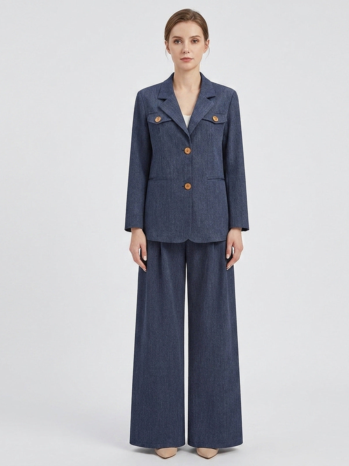 Theodora Soft-Tailored Blazer & Wide-Leg Trouser Set