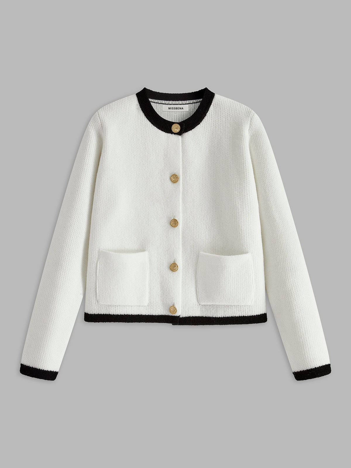 Veronique contrast-trim cardigan styled on model