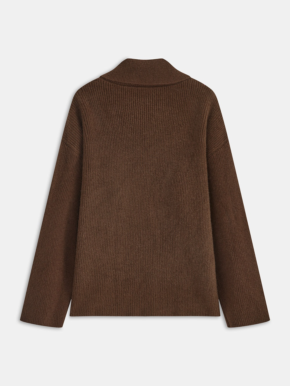 Yvette chocolate quarter-zip knit sweater, back