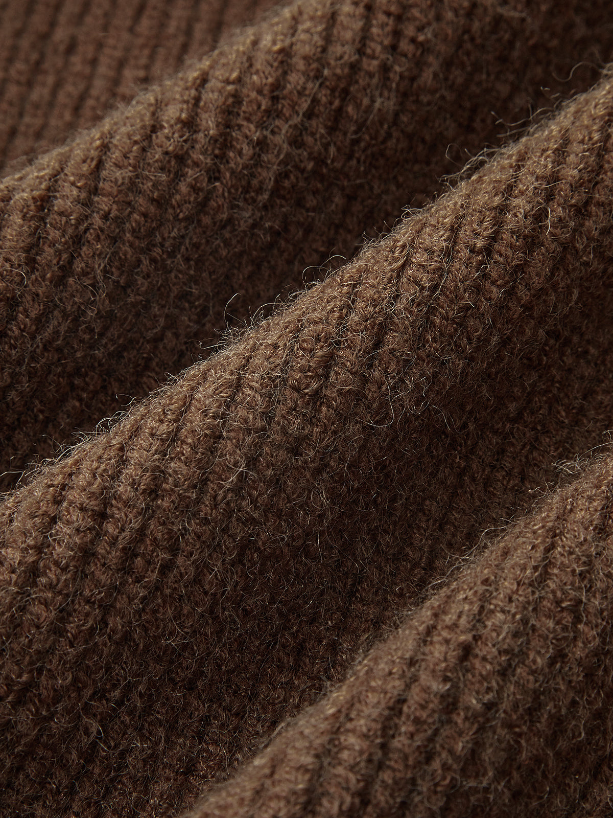 Yvette chocolate knit set, close-up of the vertical rib knit