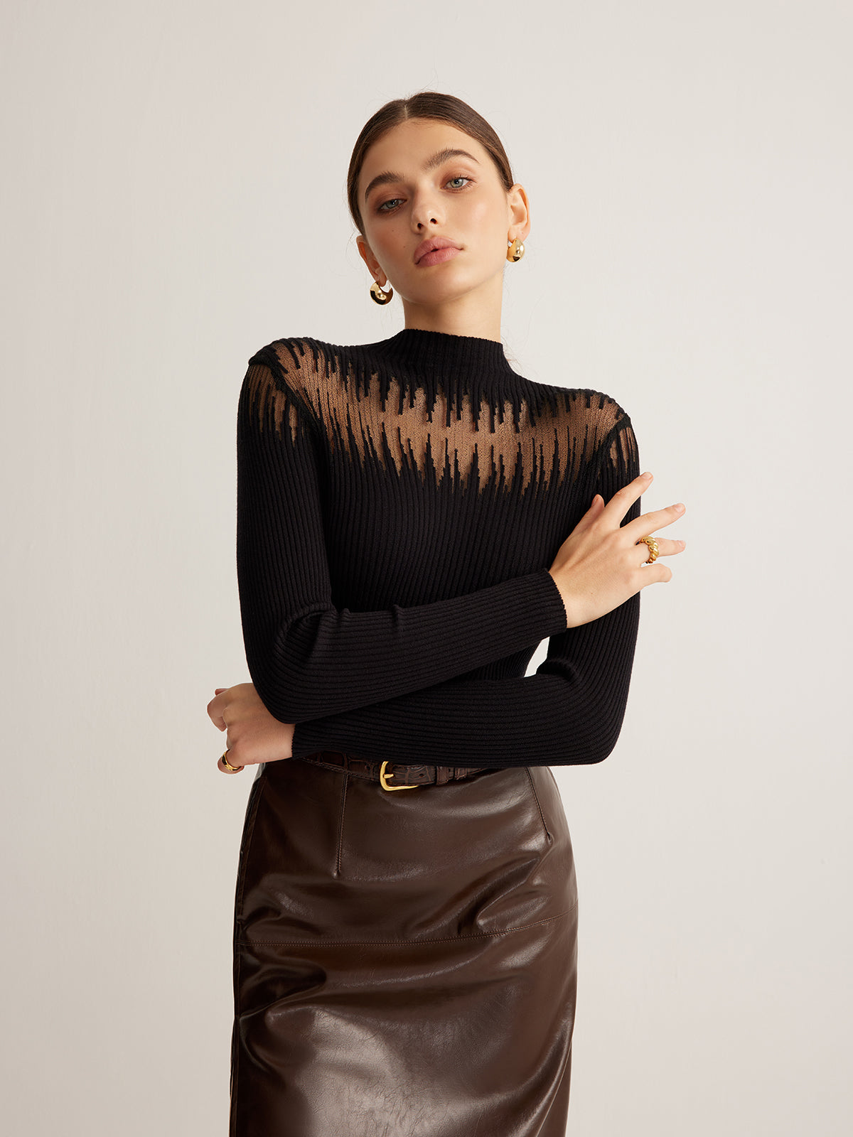 Yvonne mock-neck sweater, side view