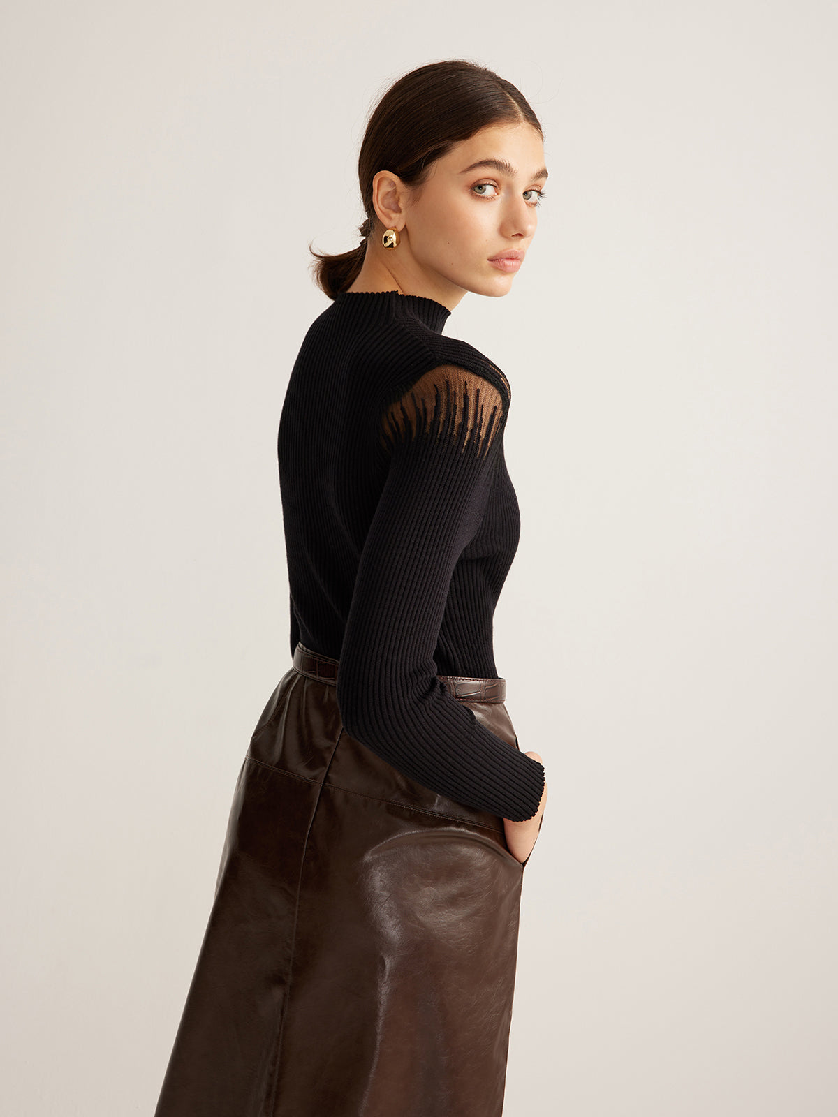 Yvonne sheer-panel sweater, back view