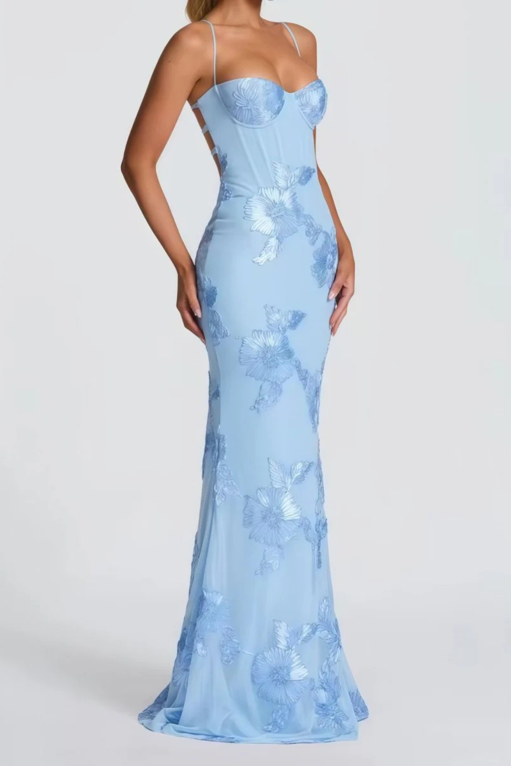 Anastasia | Women Floral Embroidered Corset Wedding Guest Maxi Dress