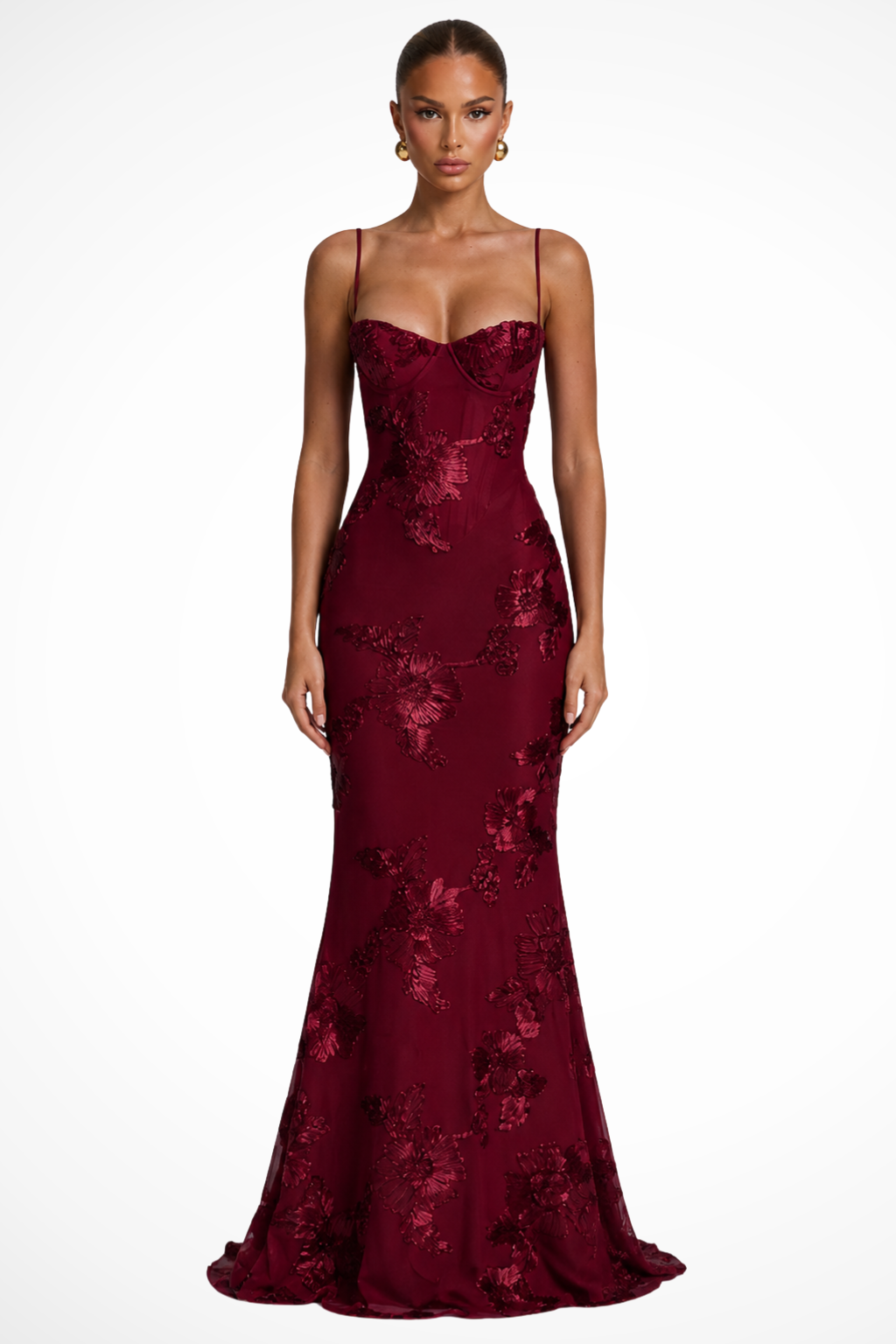 Anastasia | Women Floral Embroidered Corset Wedding Guest Maxi Dress