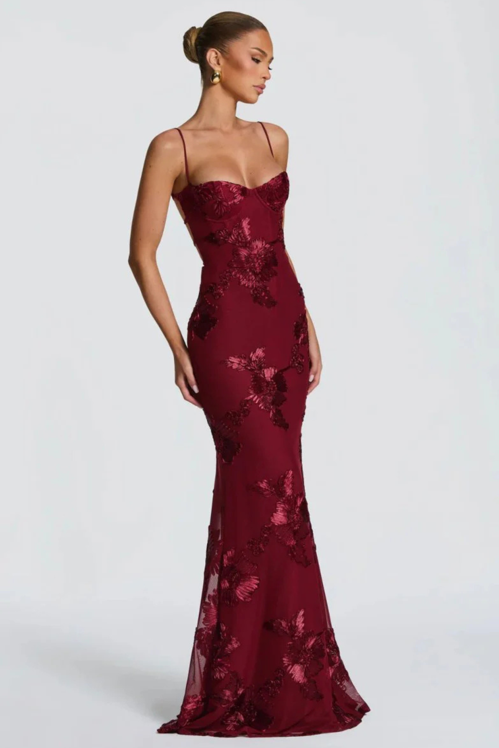 Anastasia | Women Floral Embroidered Corset Wedding Guest Maxi Dress