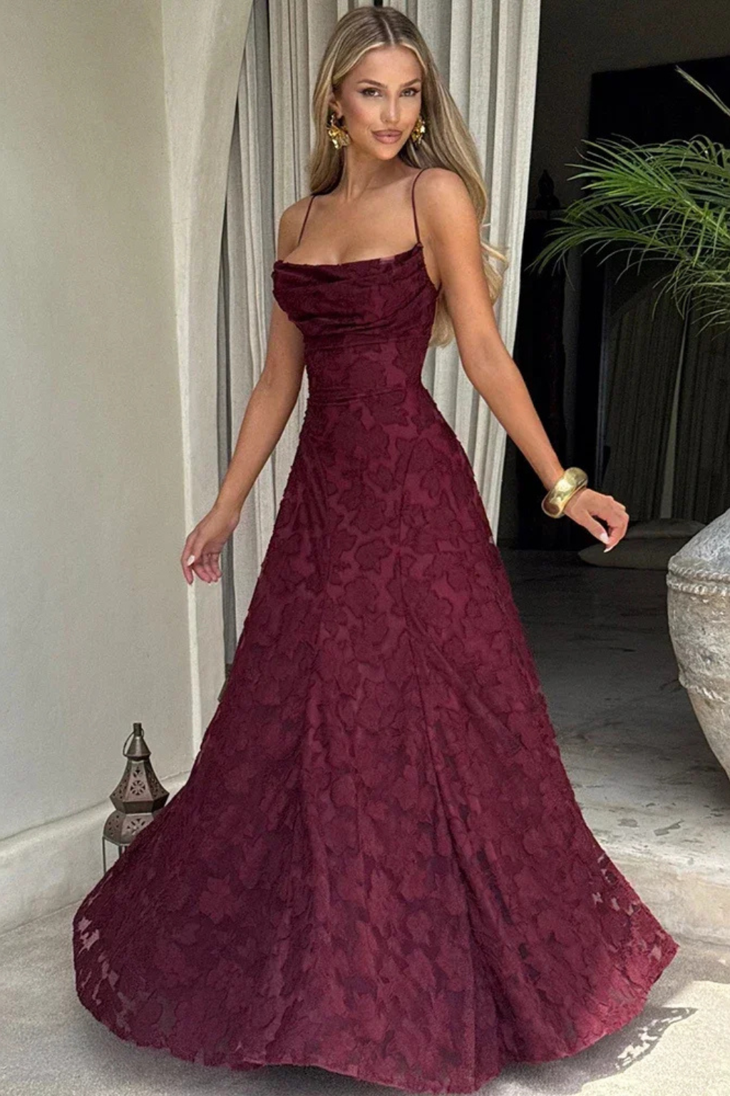 Rose | Women Lace Up Backless Floral Maxi Dress