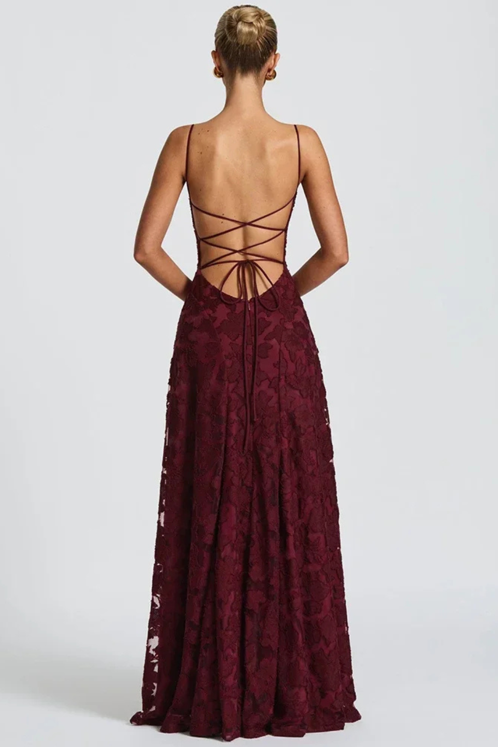Rose | Women Lace Up Backless Floral Maxi Dress