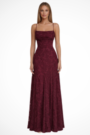 Rose | Women Lace Up Backless Floral Maxi Dress