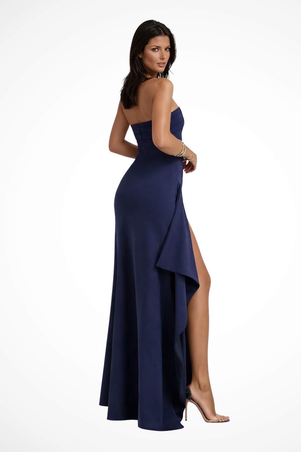 Zafira | Women Strapless Side Slit Wedding Guest Maxi Dress