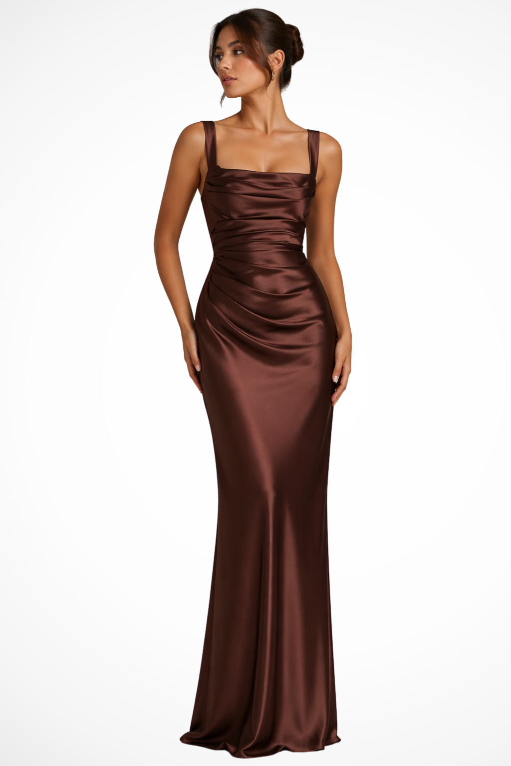 Vivienne | Women Square Neck Ruched Wedding Guest Maxi Dress