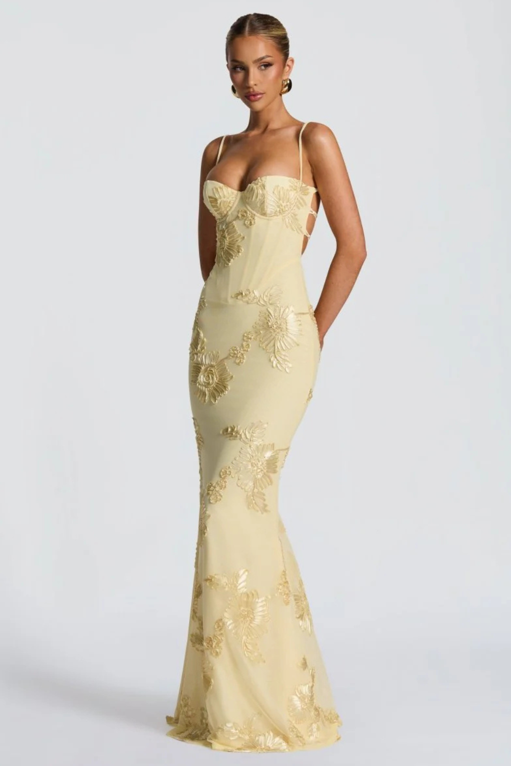 Anastasia | Women Floral Embroidered Corset Wedding Guest Maxi Dress