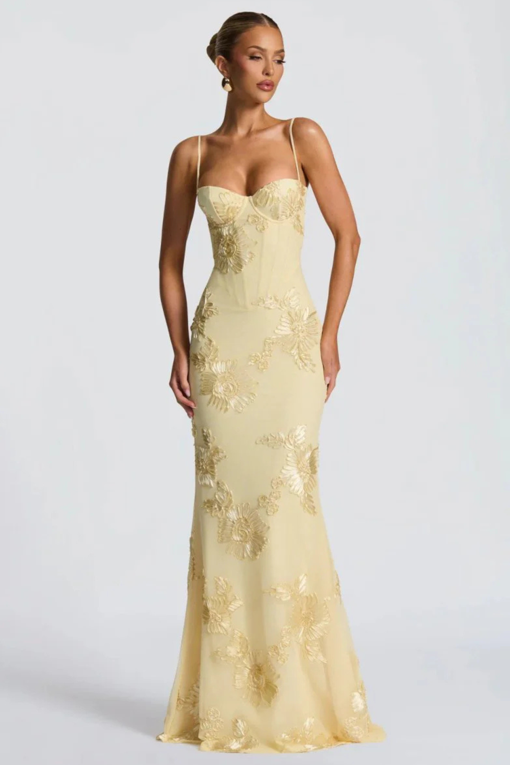 Anastasia | Women Floral Embroidered Corset Wedding Guest Maxi Dress