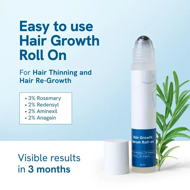 Advanced Hair Growth Serum Roll-On with Rosemary Oil, Redenex & Anaflex - 25ml