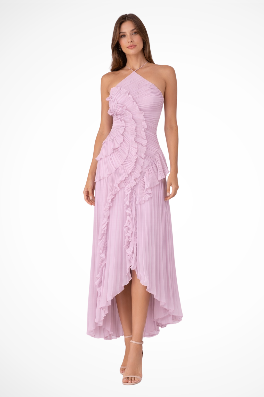 Isolde | Women Halter Neck Ruffle Wedding Guest Maxi Dress