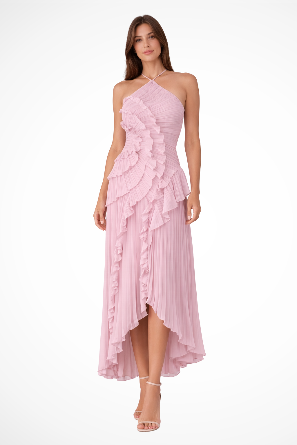 Isolde | Women Halter Neck Ruffle Wedding Guest Maxi Dress