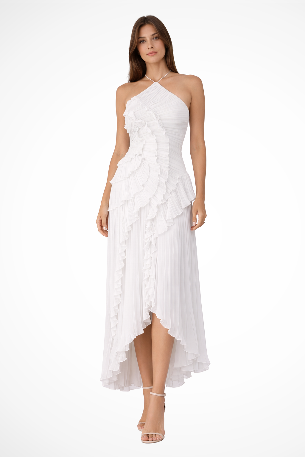 Isolde | Women Halter Neck Ruffle Wedding Guest Maxi Dress