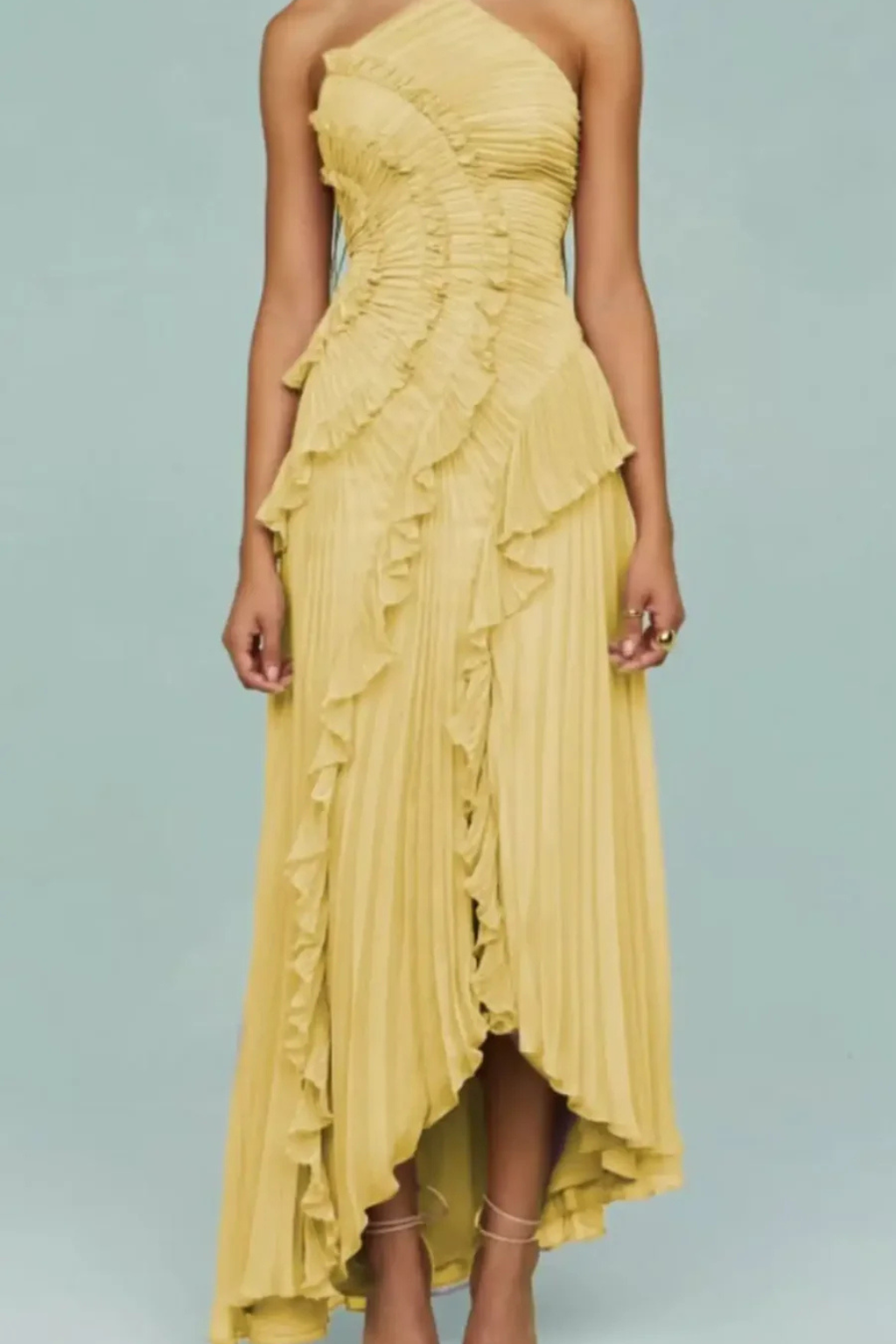 Isolde | Women Halter Neck Ruffle Wedding Guest Maxi Dress