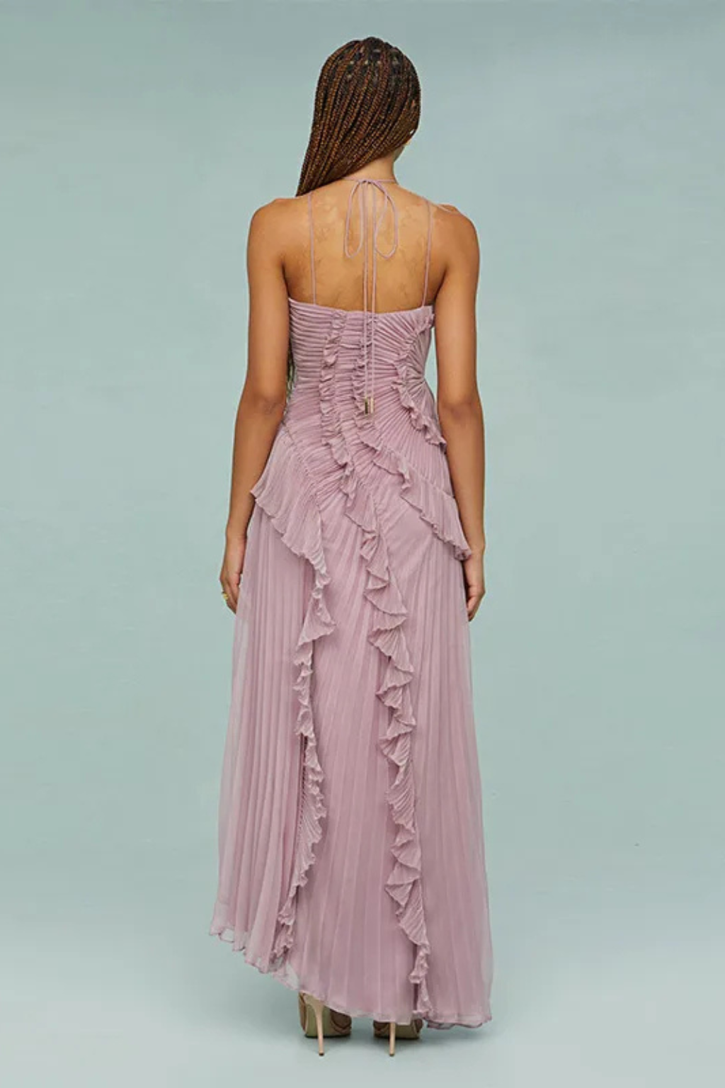 Isolde | Women Halter Neck Ruffle Wedding Guest Maxi Dress