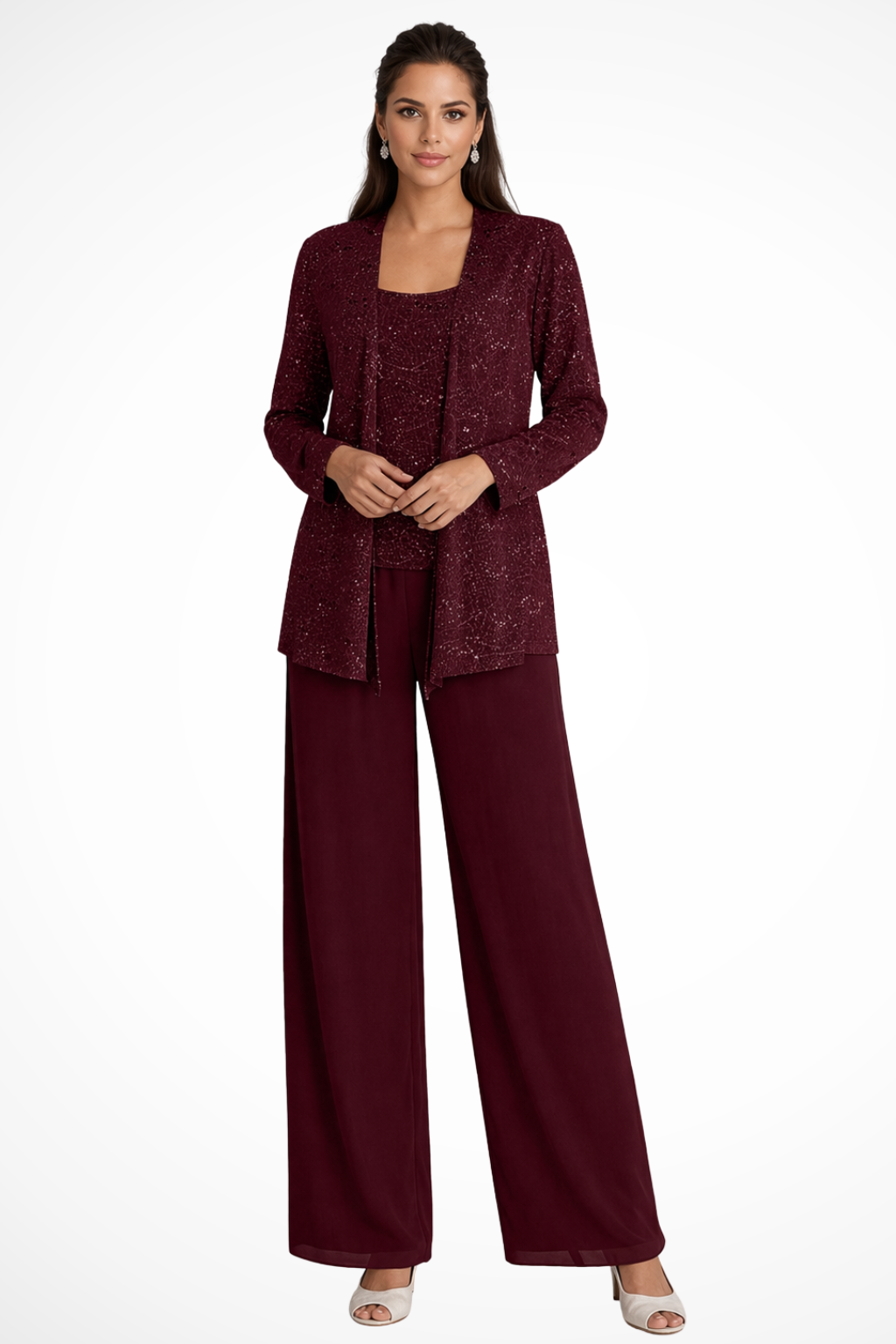 Miriam | Women Sequin Lace Three Piece Trouser Suit