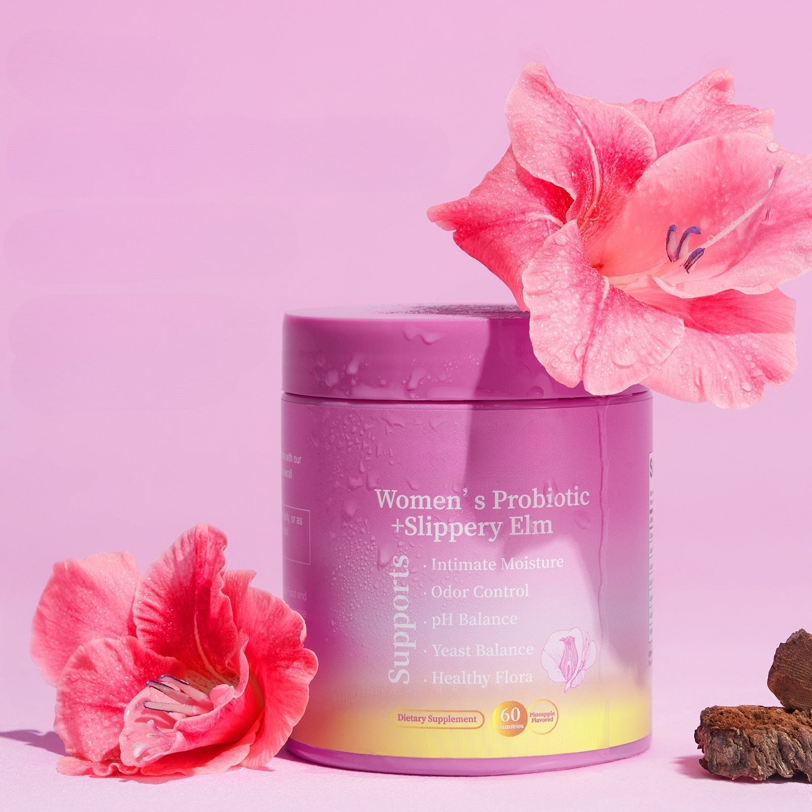 Women's Probiotic Gummies with Slippery Elm — Digestive & pH Balance Support, 60 Gummies