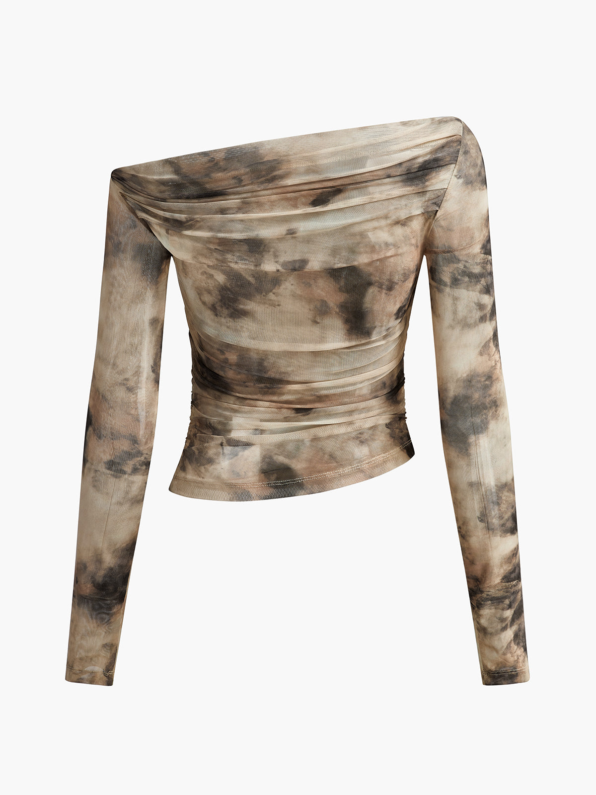 Sheer tulle top, off-shoulder neckline detail