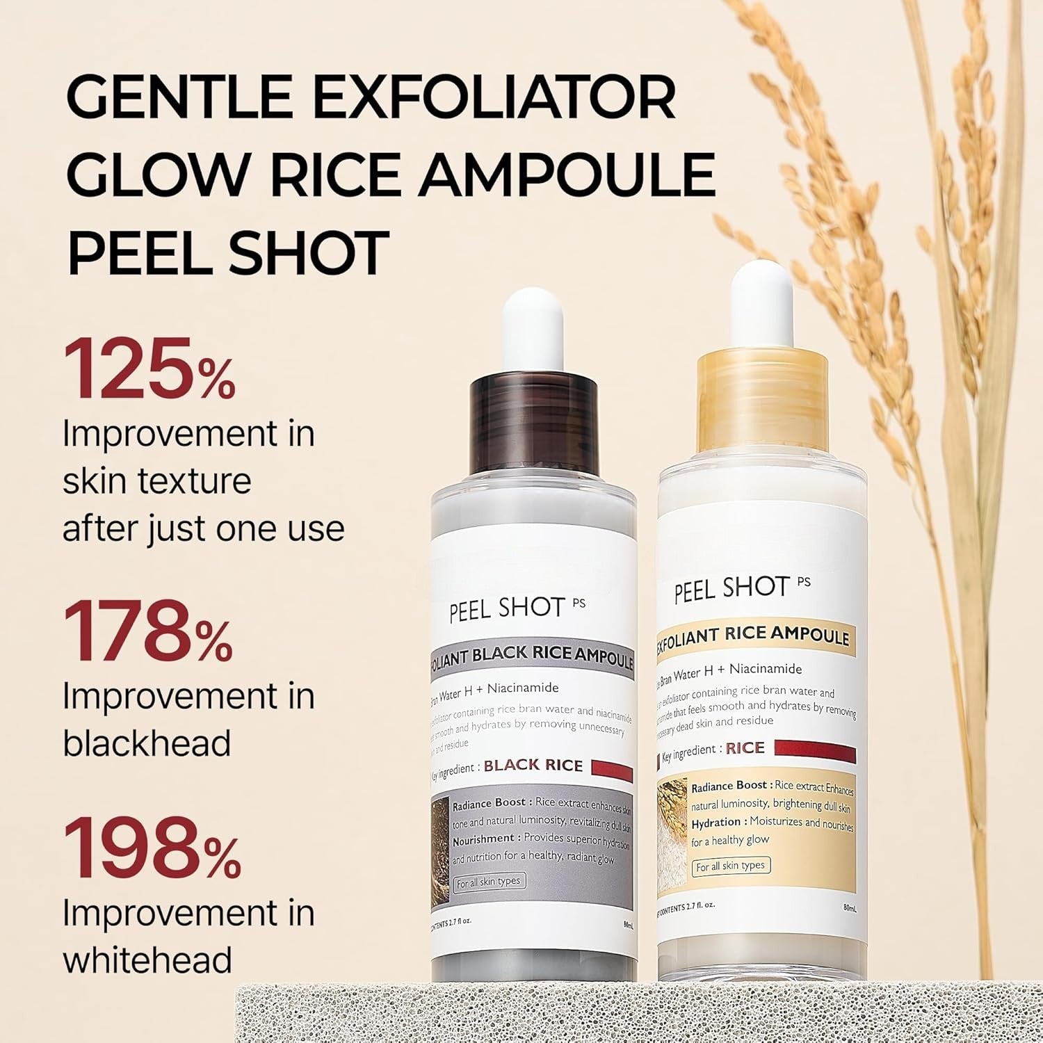 Peel Shot Glow Rice Ampoule Duo — Black Rice, Niacinamide & Pentavitin