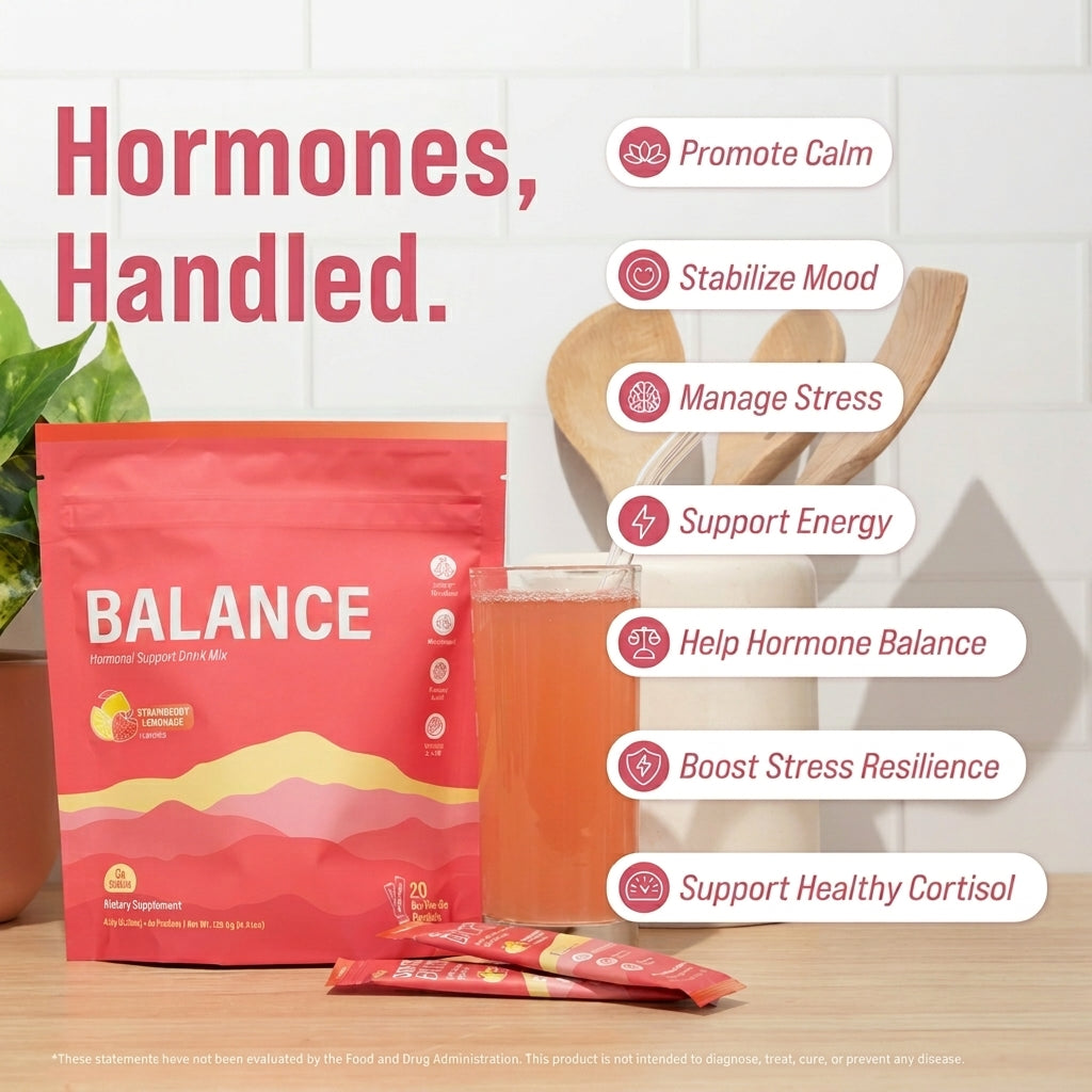 Balance Hormone Support Drink Mix with Shatavari, Myo-Inositol & Adaptogens — 20 Packets