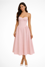 Seren | Women Corset Bodice Wedding Guest Midi Dress
