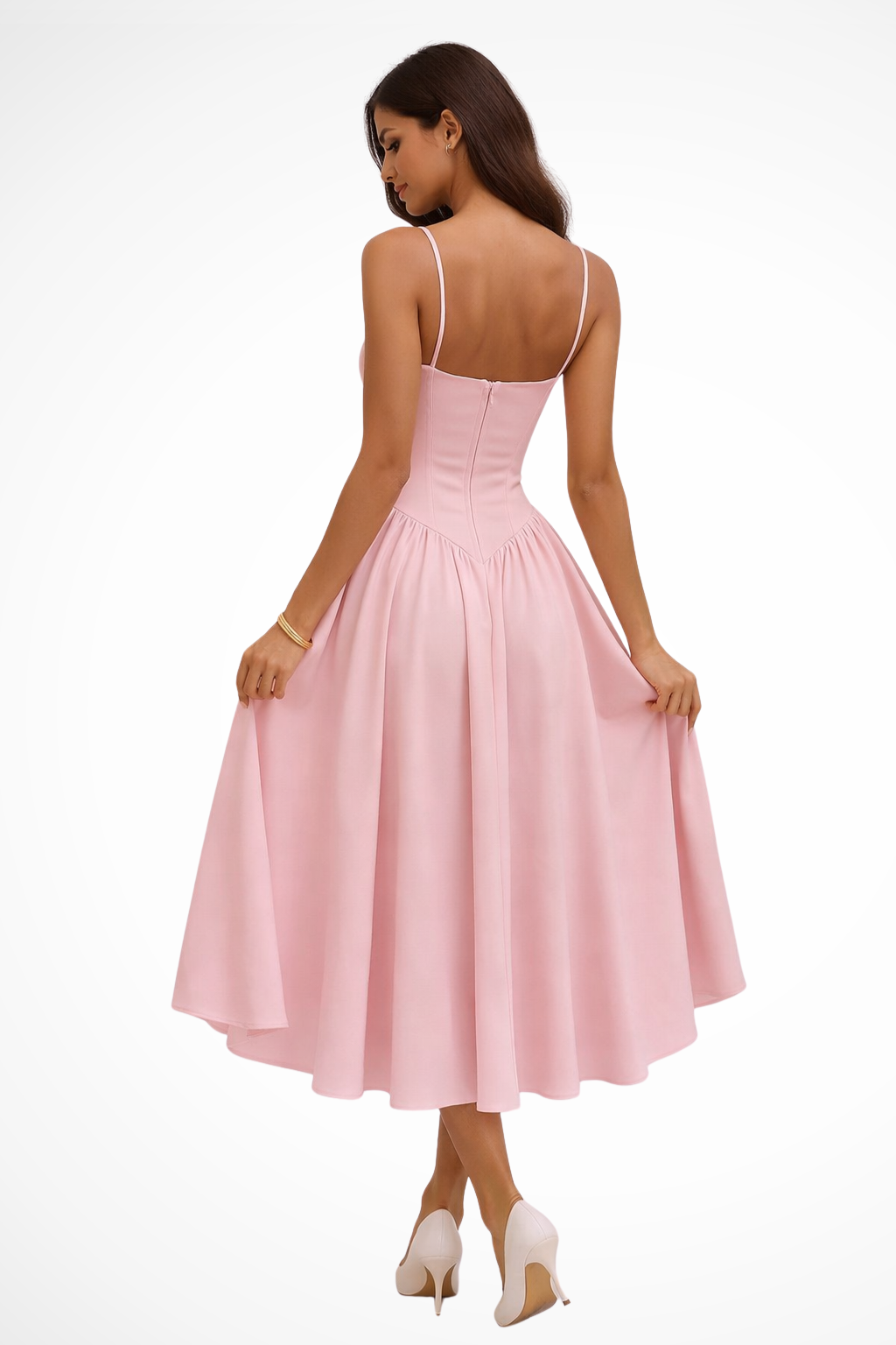 Seren | Women Corset Bodice Wedding Guest Midi Dress