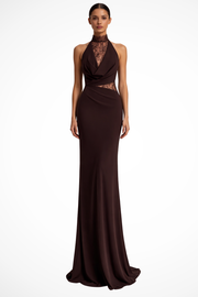 Vesper | Women Halter Neck Lace Wedding Guest Maxi Dress