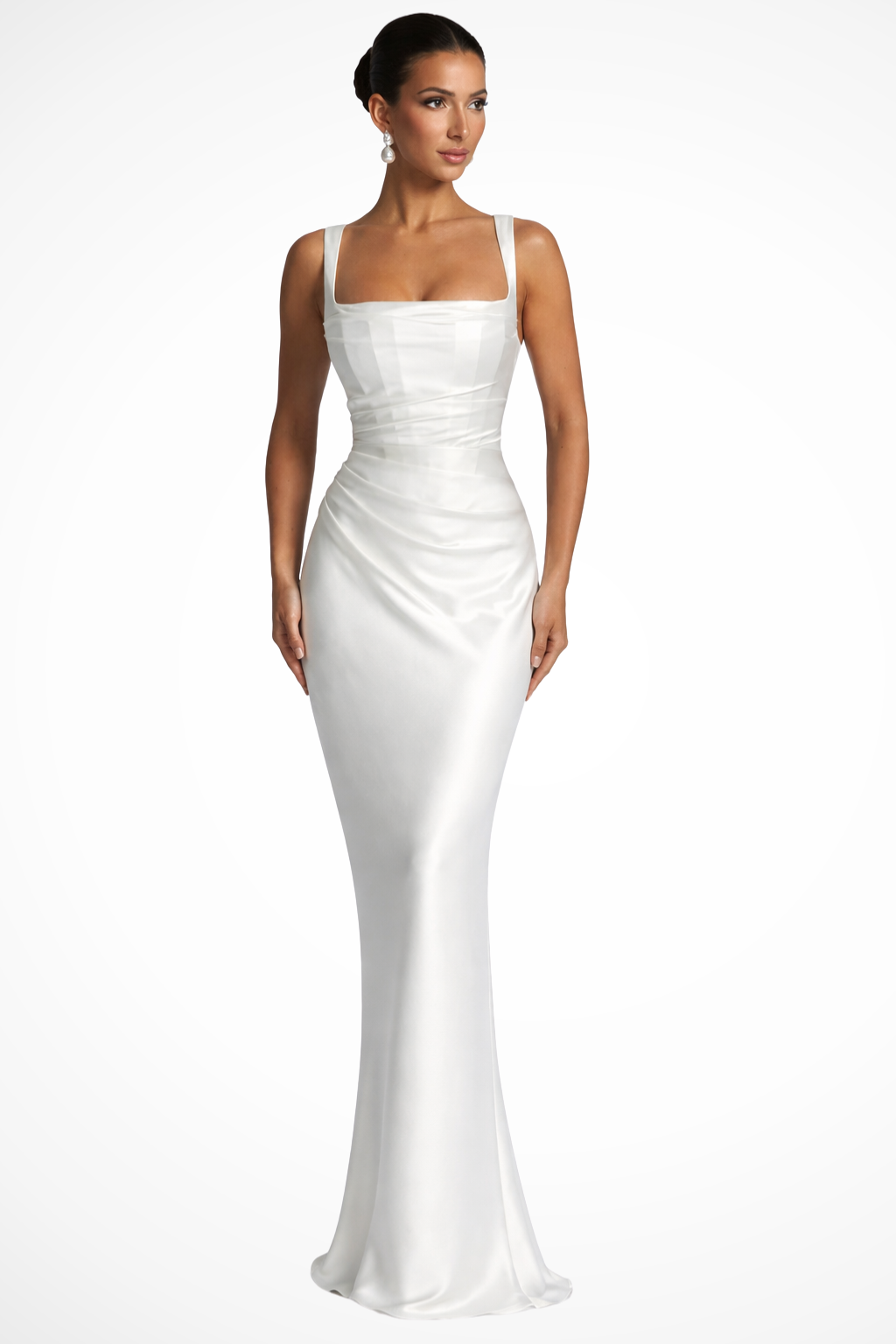 Vivienne | Women Square Neck Ruched Wedding Guest Maxi Dress