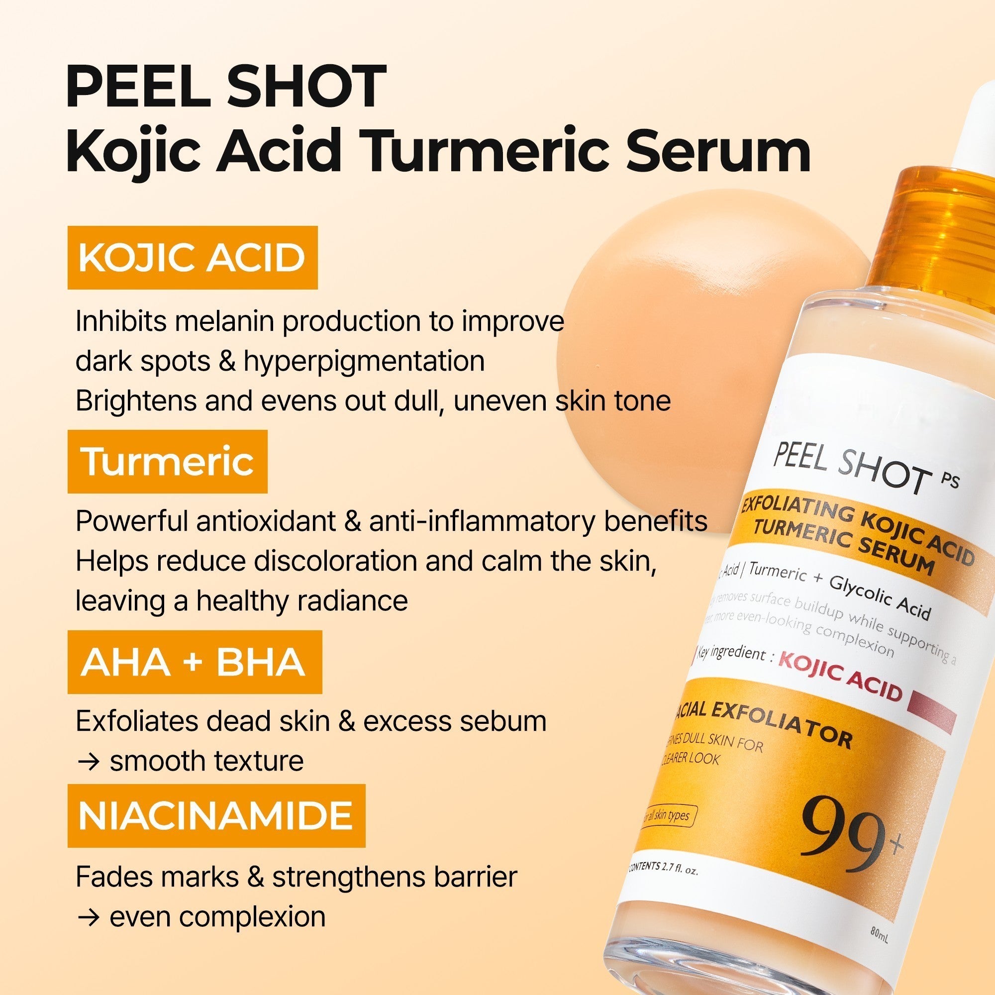 Kojic Acid Amber Face & Body Care Set for Dark Spots & Radiant Skin