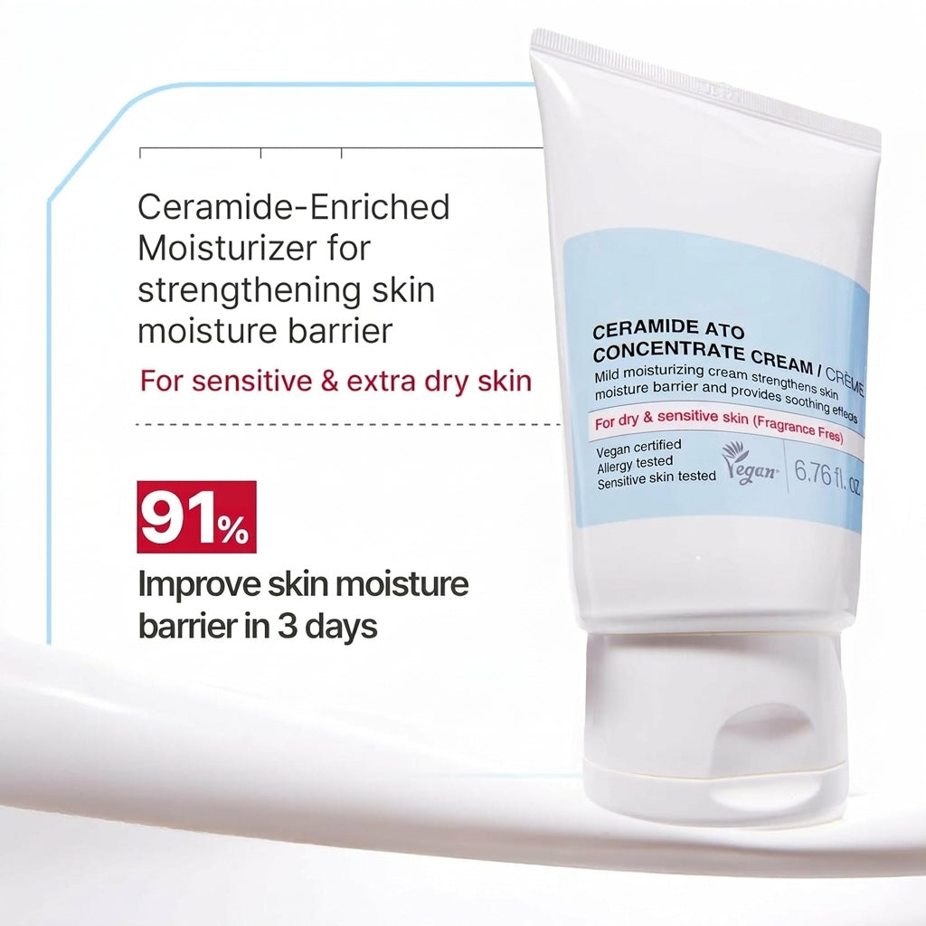 Ceramide Ato Concentrate Cream — 100-Hour Hydration for Dry & Sensitive Skin, 200ml