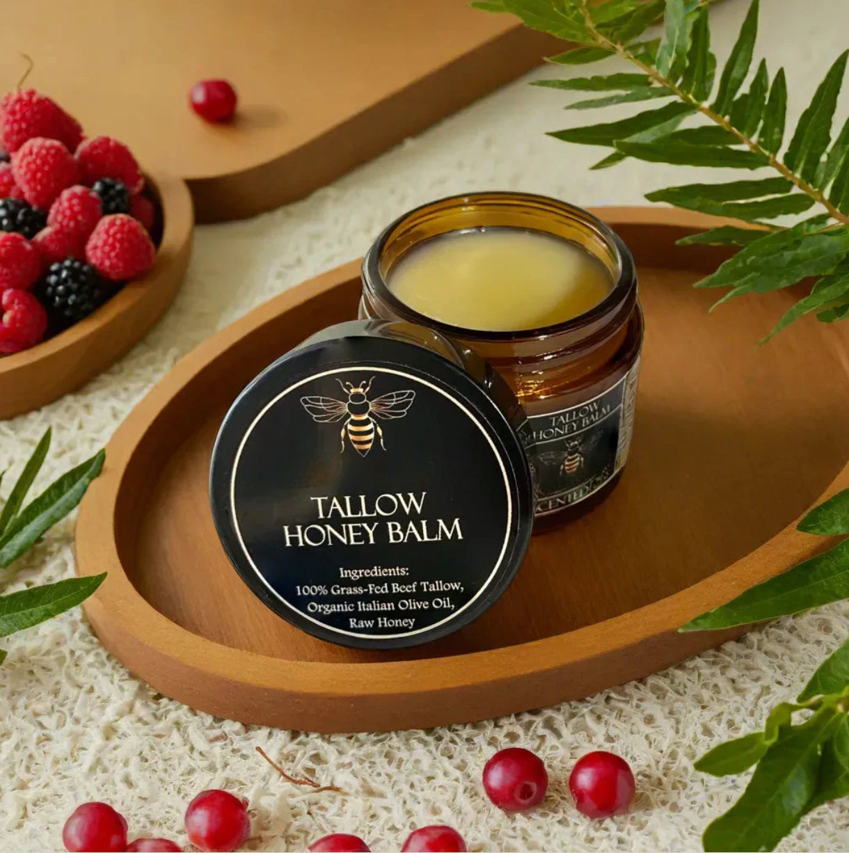 Organic Tallow Honey Balm — Grass-Fed Beef Tallow, Olive Oil & Raw Honey — All Skin Types