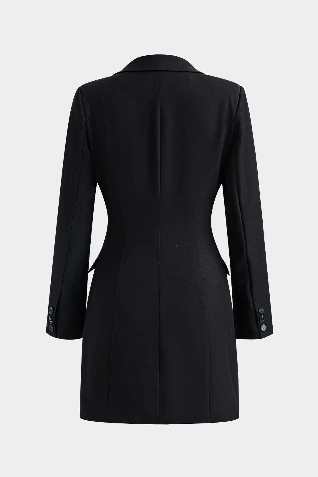 Black blazer dress, flap pocket detail