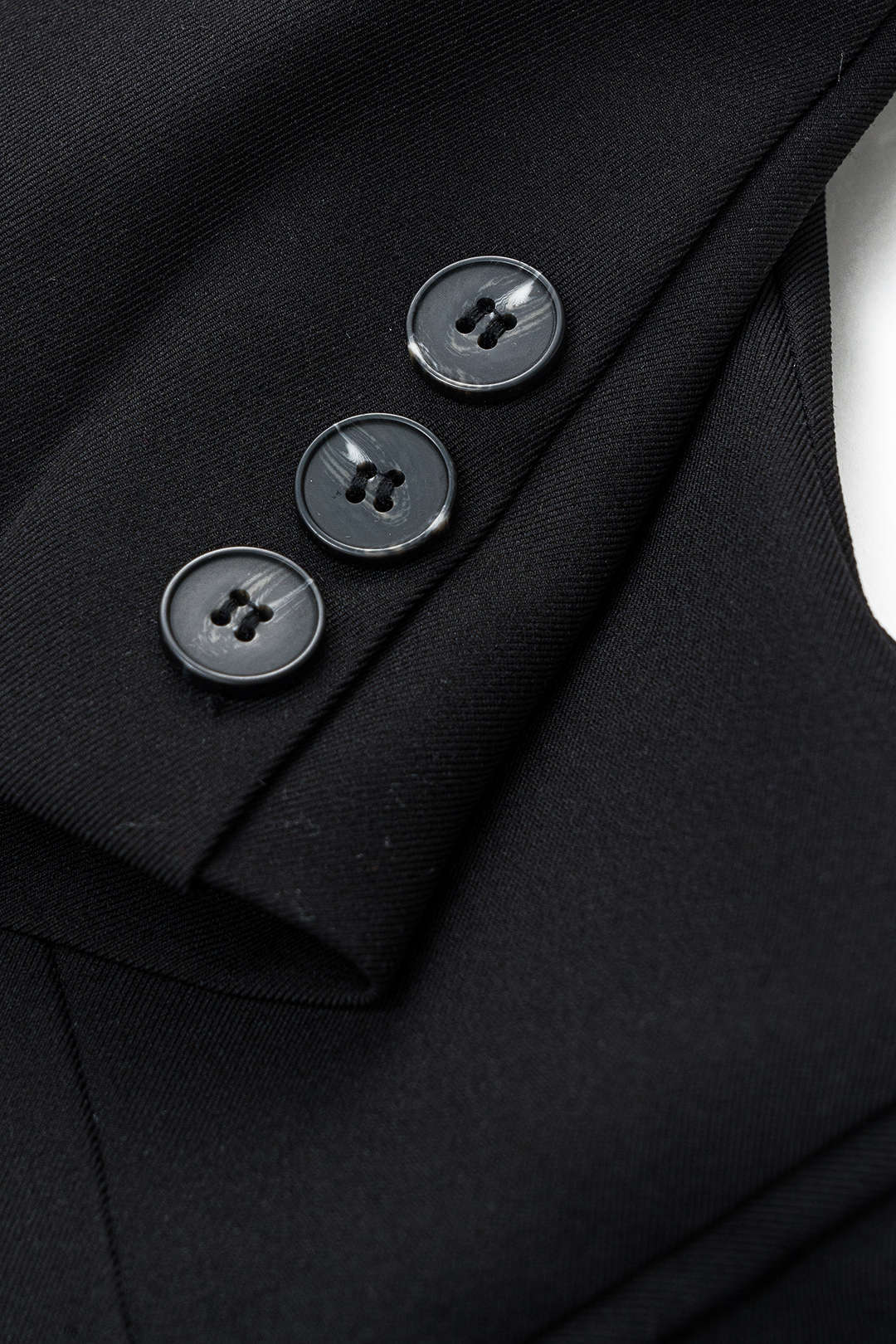 Black long-sleeve blazer dress, full-length view