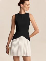 Delphine multicolor pleated peplum dress, front view
