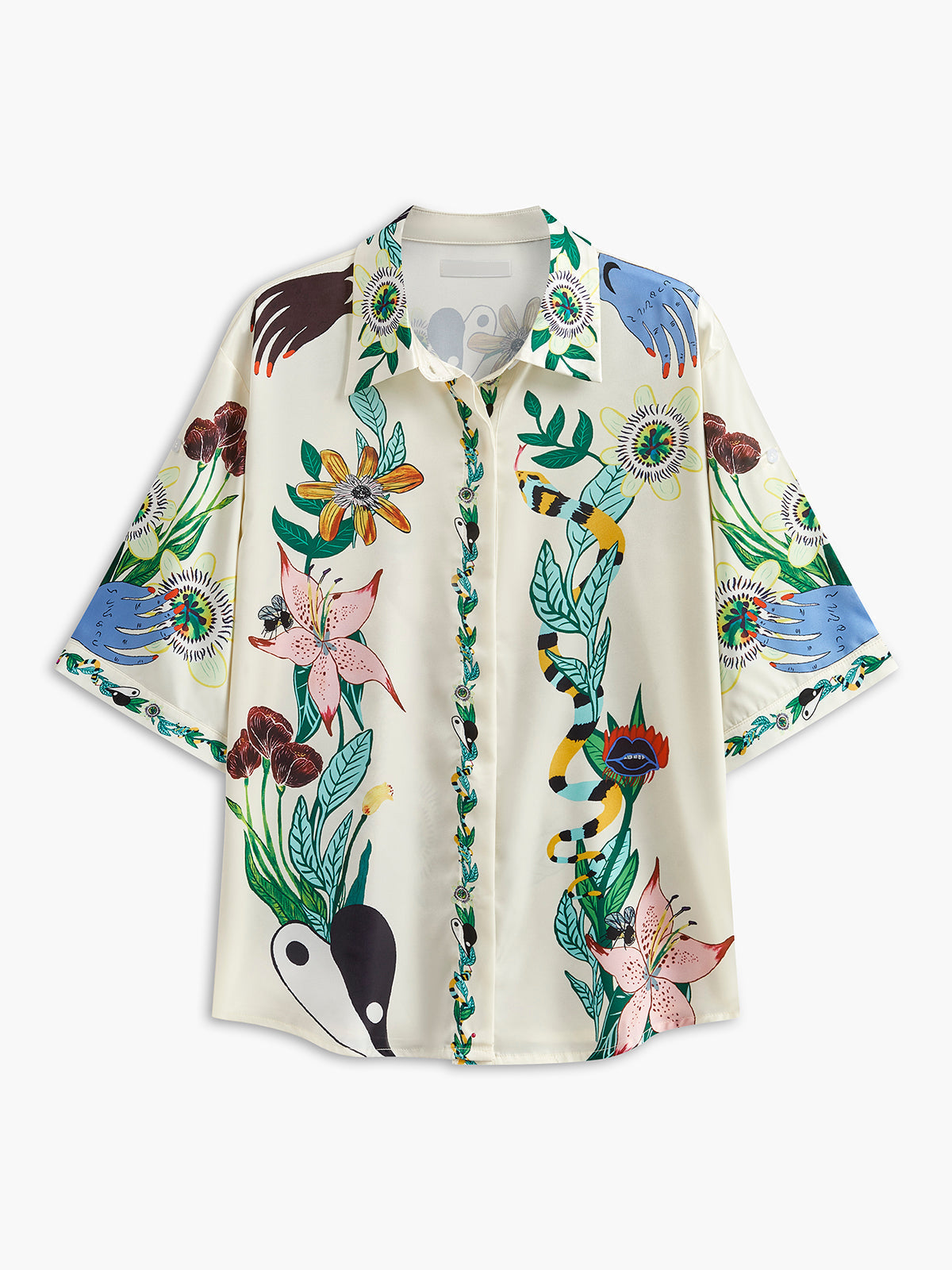 Anouk multicolor printed satin shirt, front view