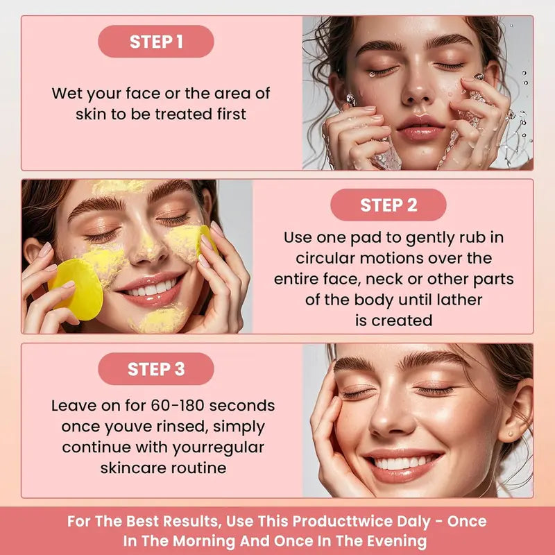 Kojic Acid Turmeric Cleansing Pads for Exfoliating Acne, Dark Spots and Hyperpigmentation