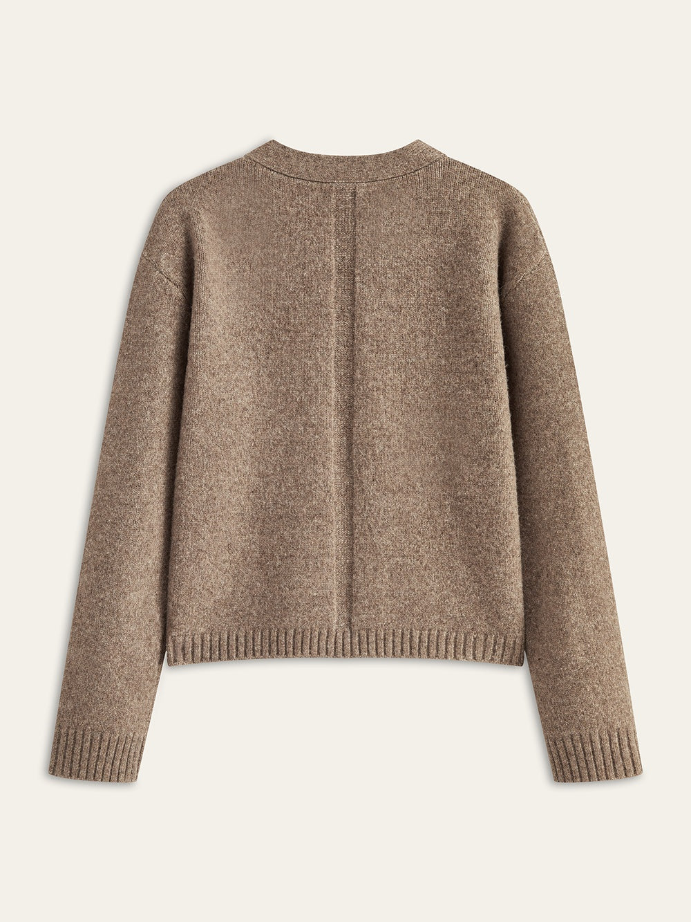 Carole taupe wool cardigan, back view