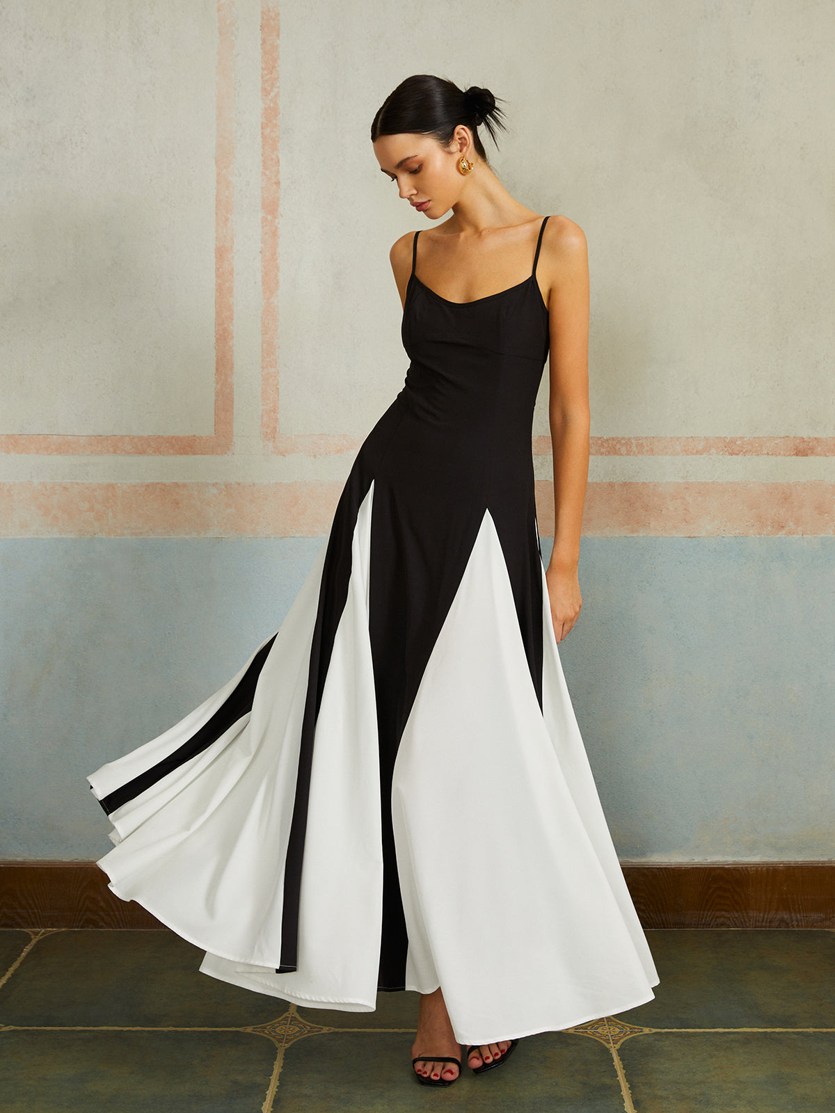 Celeste color-block maxi dress side view