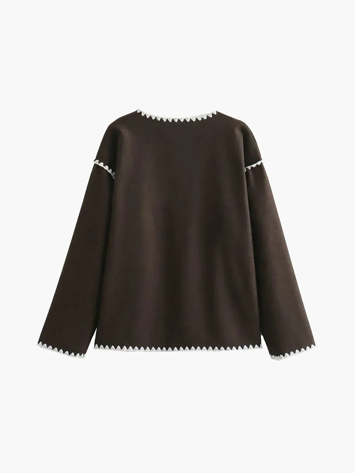 Clotilde brown collarless jacket, back view