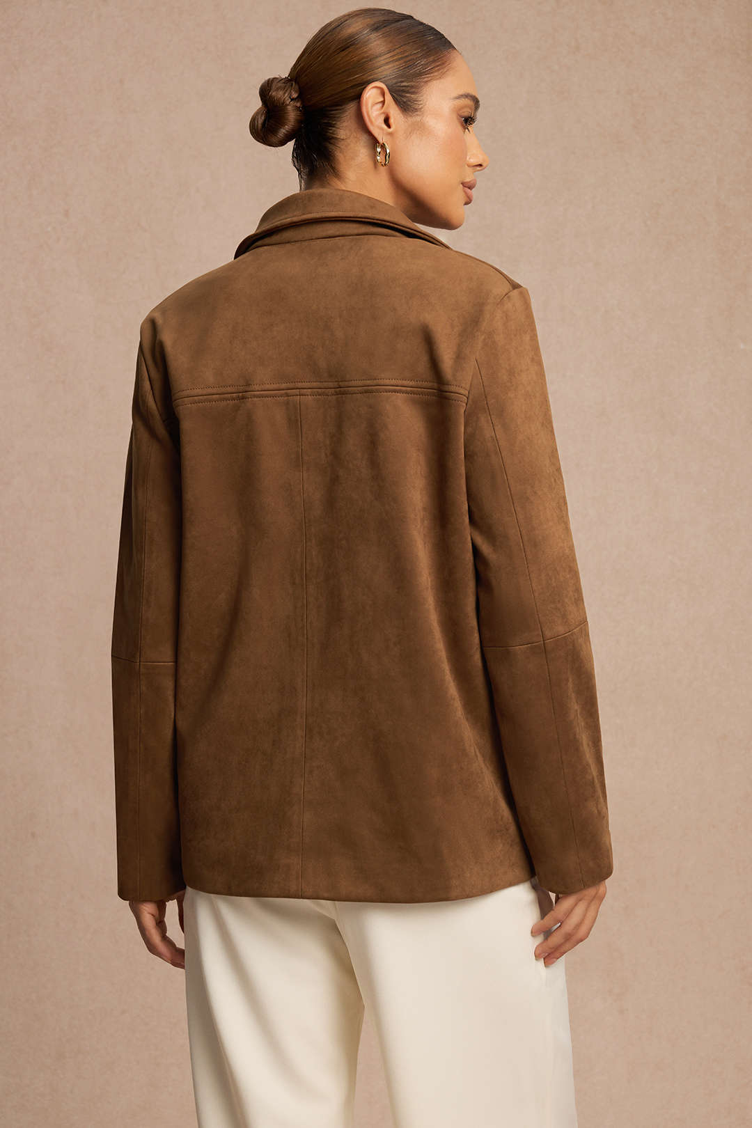 Eliette brown patch-pocket jacket, back view